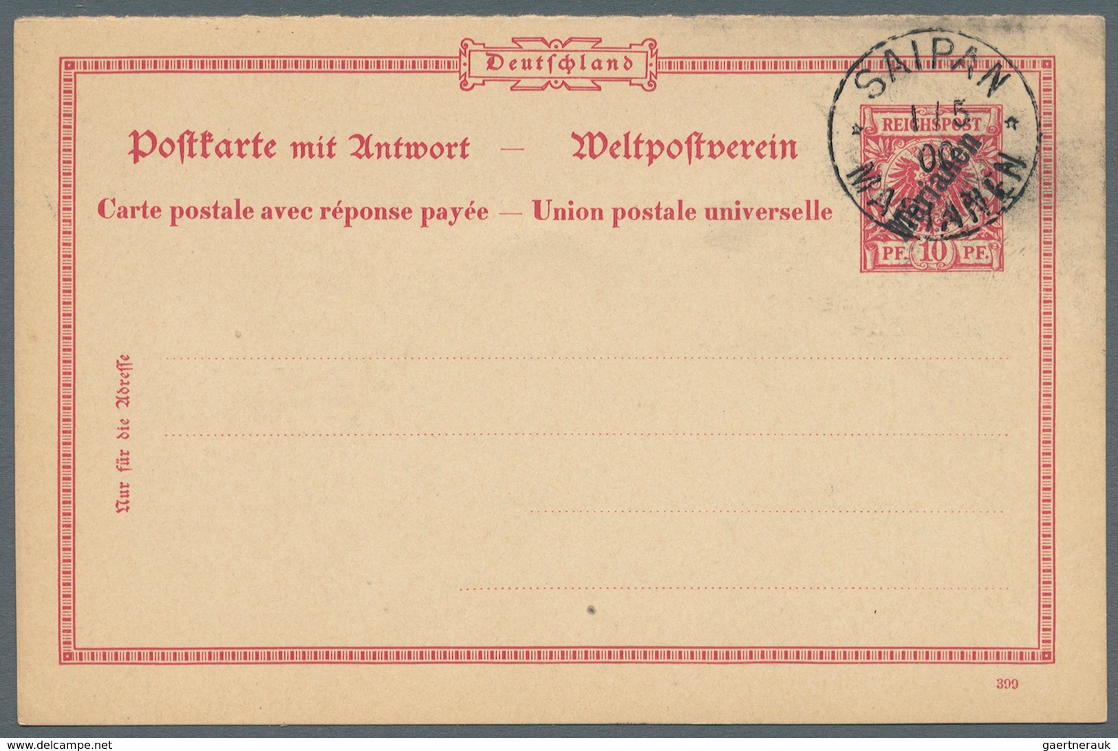 Deutsche Kolonien - Karolinen - Ganzsachen: 1899, 35x 10 Pf Fragekarten Mit Blanco-Stempel „SAIPAN 1 - Karolinen