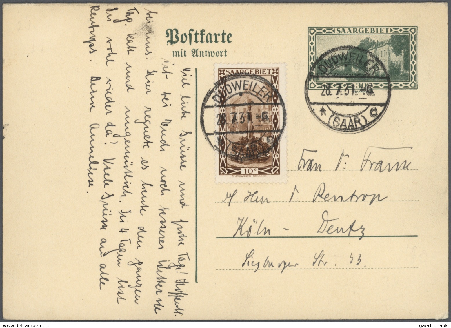 Deutsche Abstimmungsgebiete: Saargebiet - Ganzsachen: 1920/1935. Sammlung Von 22 Postkarten (inkl. 3 - Postal Stationery