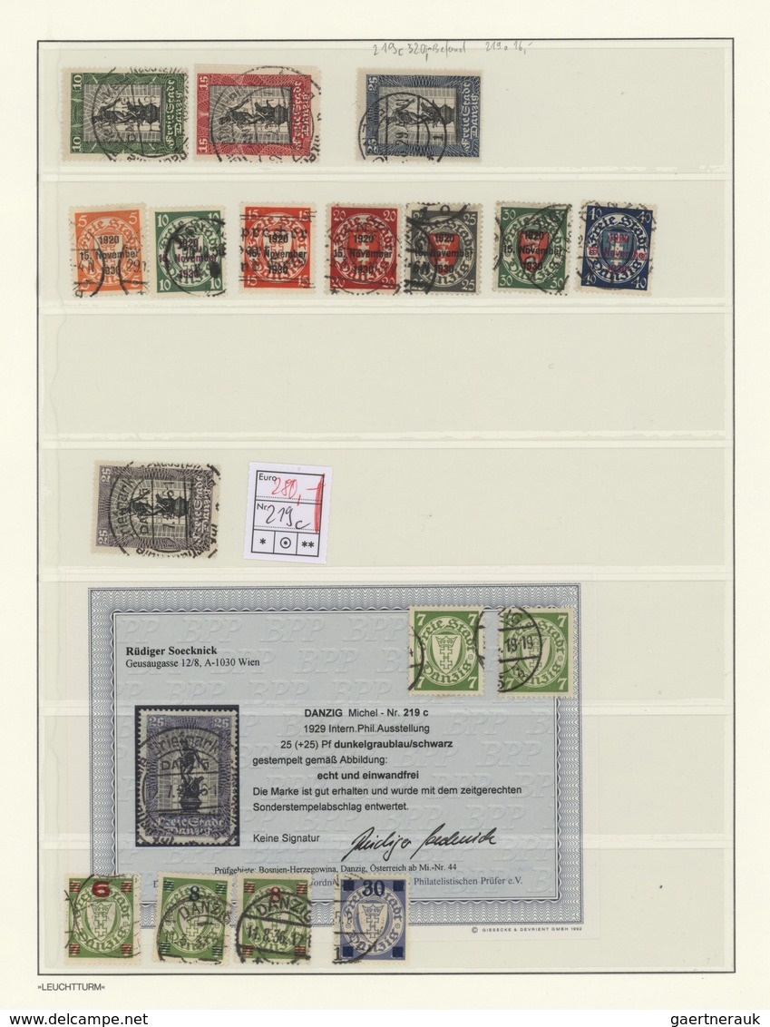 Danzig: 1920/1939, Sauber Gestempelte Sammlung Auf Leuchtturm-Blankoblättern, Durchgehend Gut Besetz - Other & Unclassified