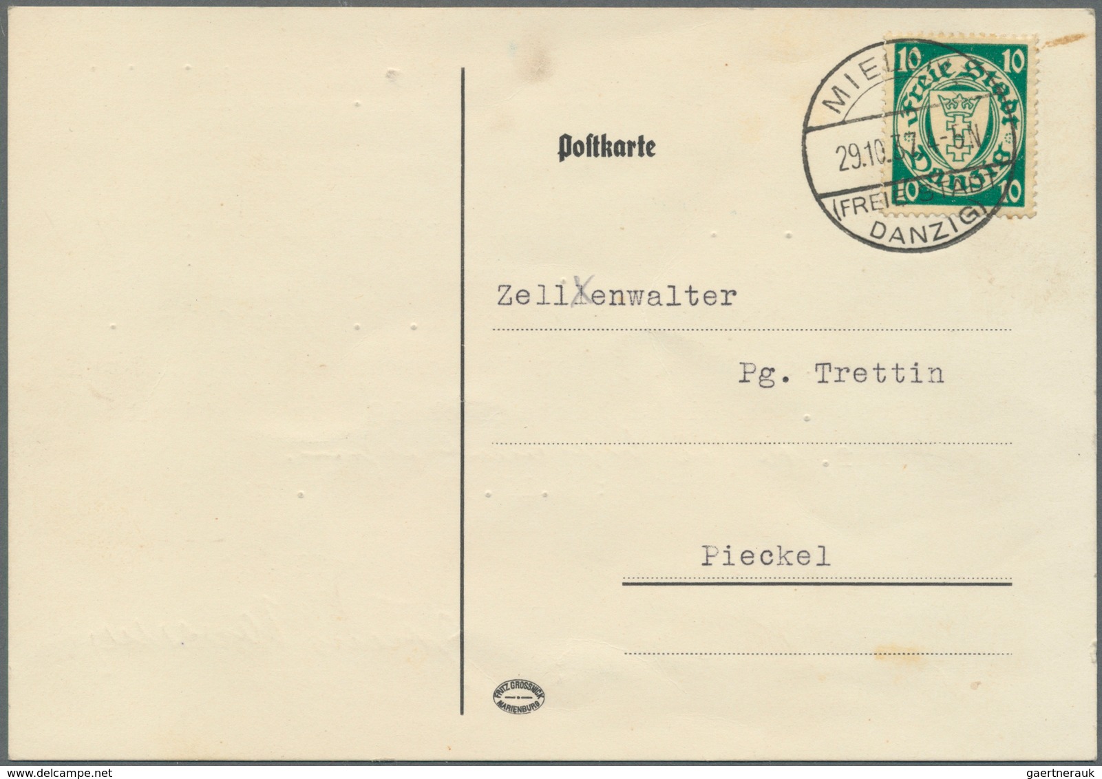 Danzig: 1937/1942, Lot Von Sechs Bedarfs-Briefen/Karten, Dabei Zweimal Ganzsachenkarte Dt.Reich P284 - Autres & Non Classés