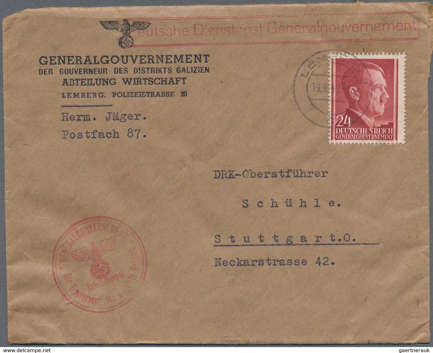 Deutsche Besetzung II. WK: 1943, 6 Briefe Und Eine Vorderseite Aus Der Besetzten Ukraine Und Dem Gen - Ocupación 1938 – 45