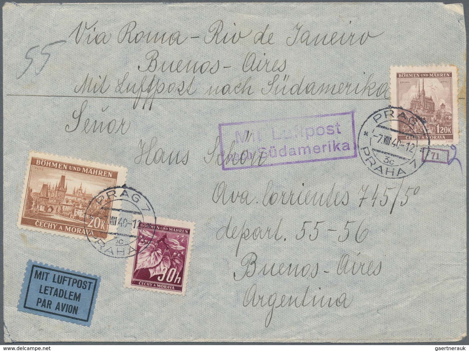 Dt. Besetzung II WK - Böhmen und Mähren: 1939/1941. 10 Kr Aufdruck bzw. 20 Kr Landschaften: je Höchs