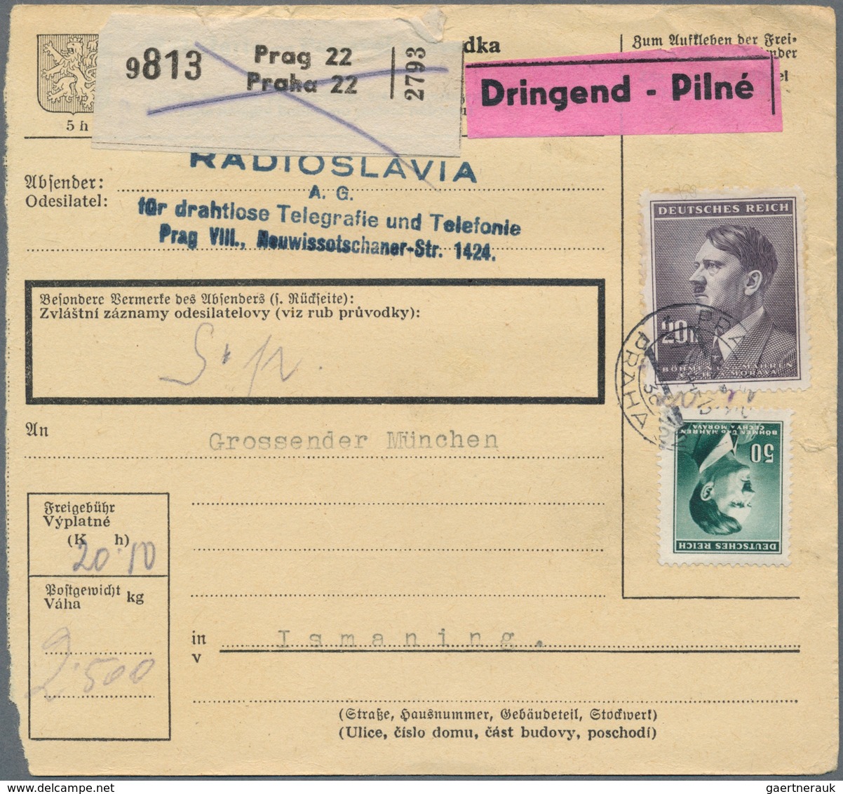 Dt. Besetzung II WK - Böhmen und Mähren: 1939-1944, Partie mit mehreren hundert Briefen, Belegen und