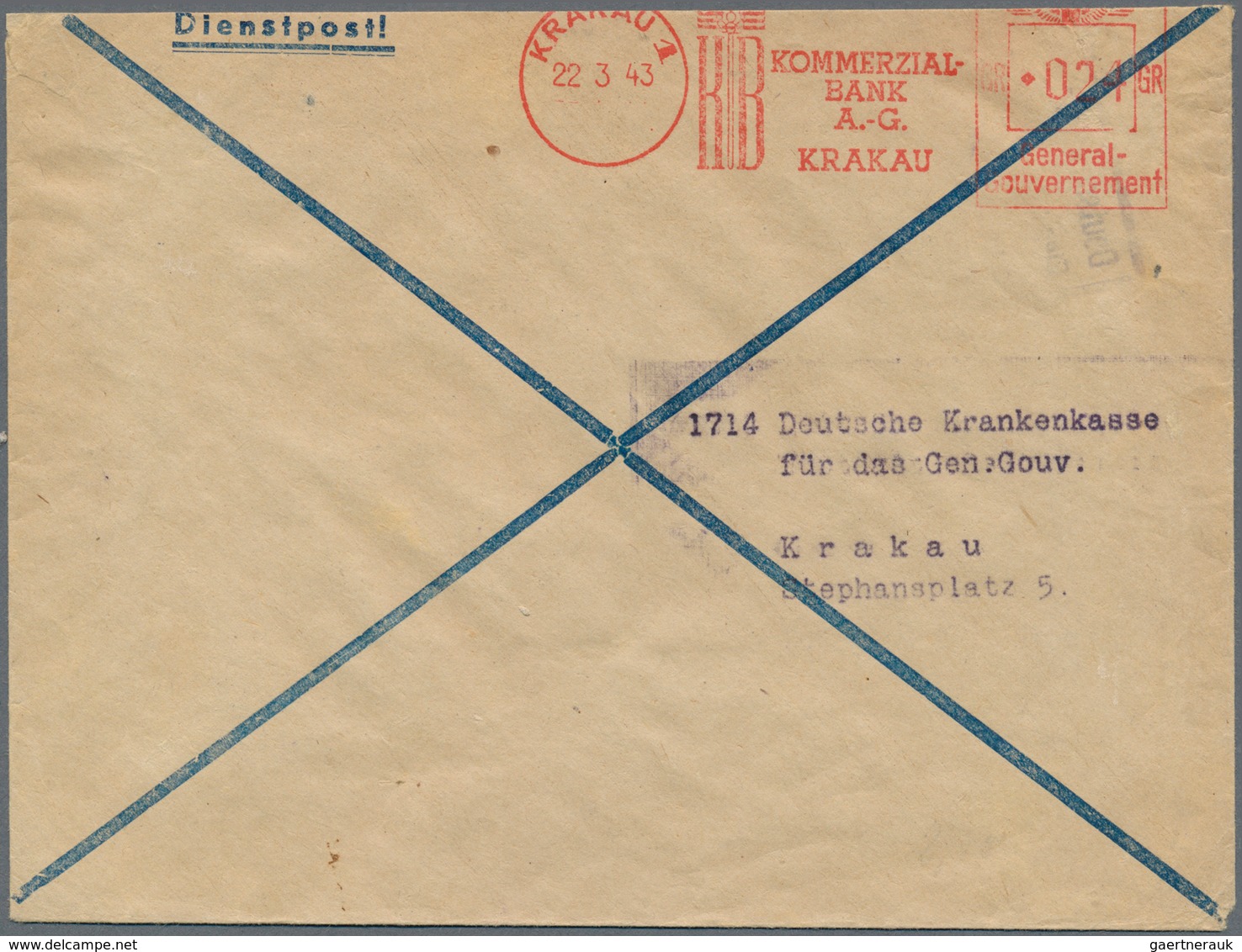 Dt. Besetzung II WK - Generalgouvernement: 1942-44 FIRMENFREISTEMPEL: Sechs Briefumschläge Mit Frühe - Occupation 1938-45