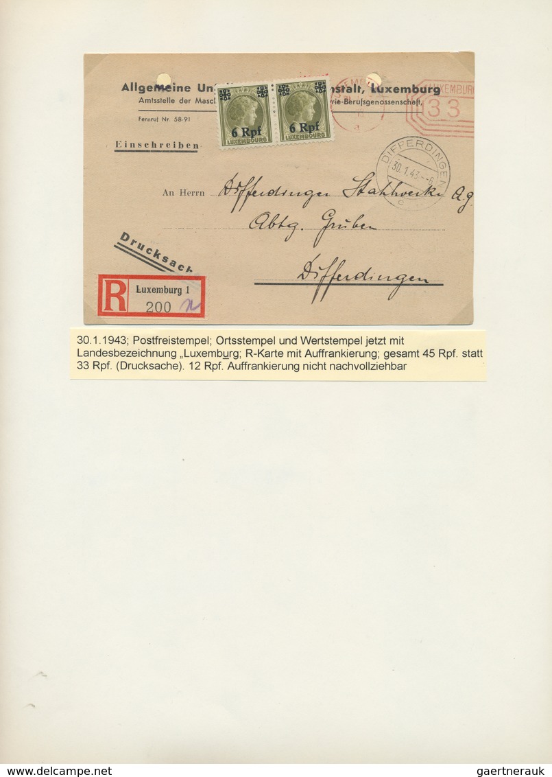 Dt. Besetzung II WK - Luxemburg: 1941/1944, FREISTEMPLER WÄHREND DER BESETZUNG, kleine Studiensammlu