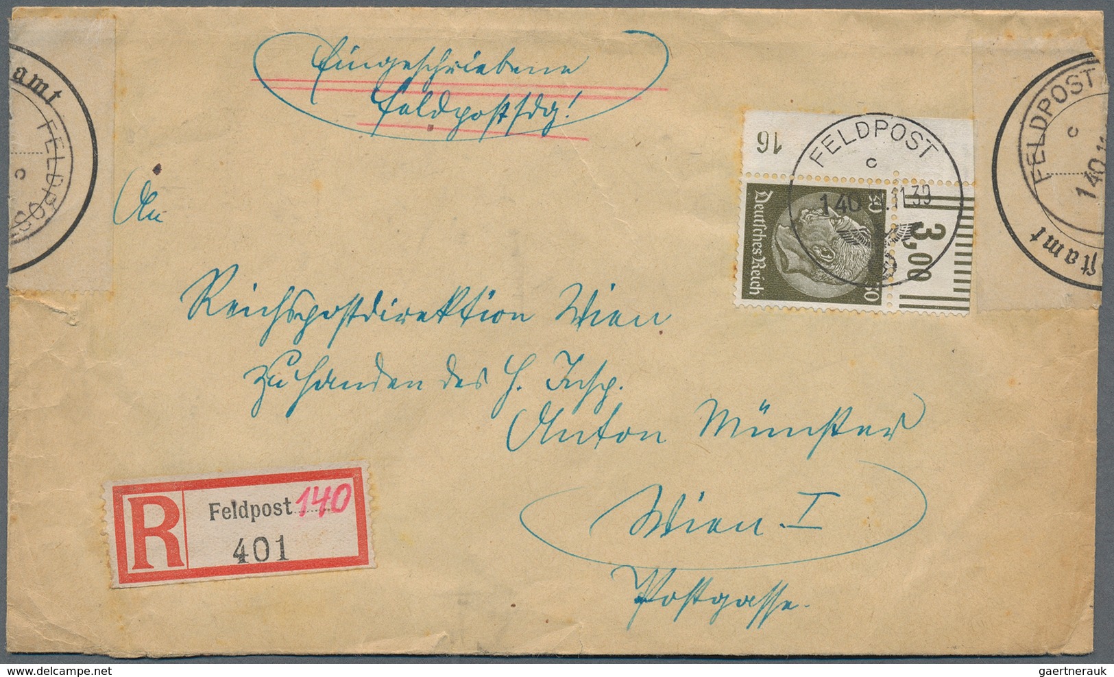 Feldpost 2. Weltkrieg: 1937/1945, reichhaltiger Posten mit über 400 Belegen der Deutschen Feldpost W
