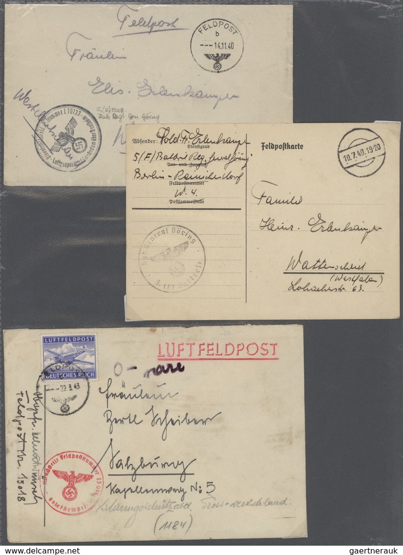 Feldpost 2. Weltkrieg: 1939/1945, gehaltvolle und vielseitige Sammlung mit ca. 200 Luftfeldpost-Bele