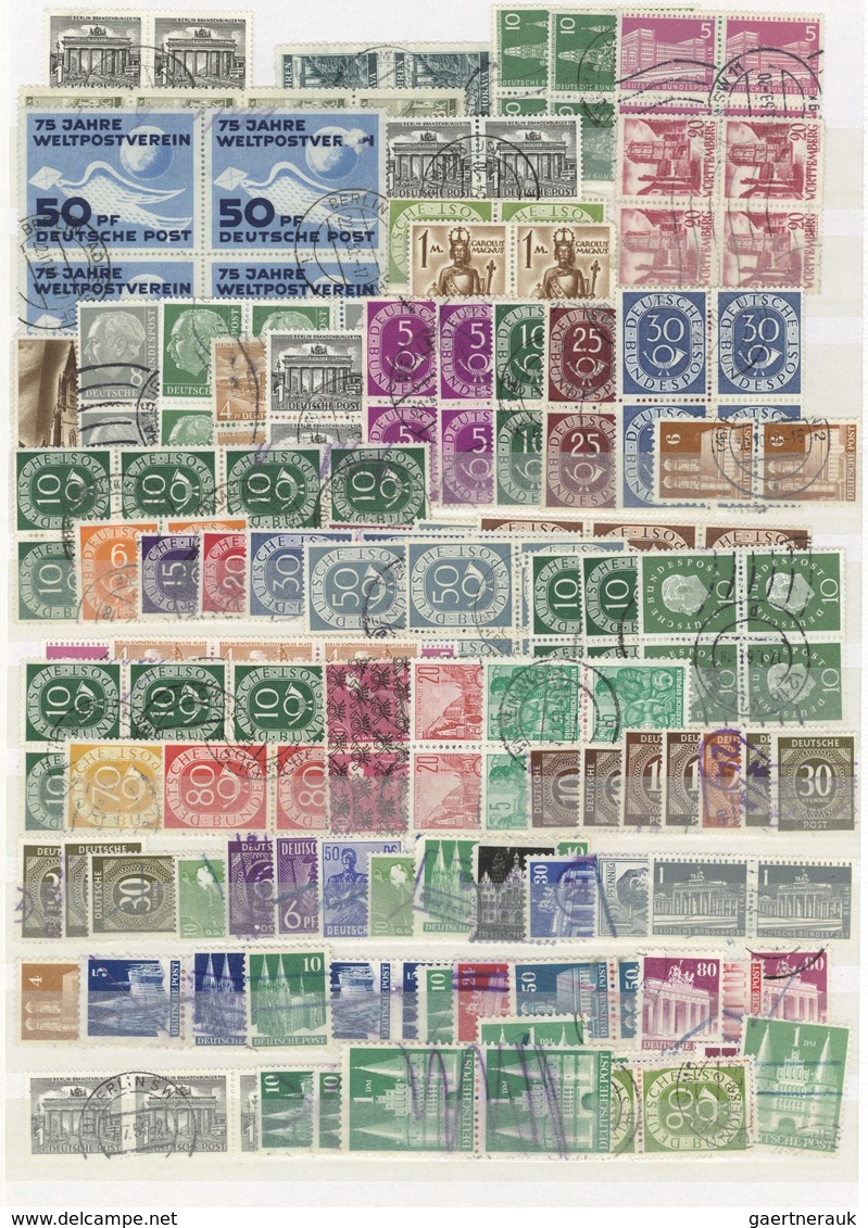 Deutschland Nach 1945: 1945/1960 (ca.), Reichhaltiger, Meist Gestempelter Posten Auf Stecktafeln, Vo - Collections