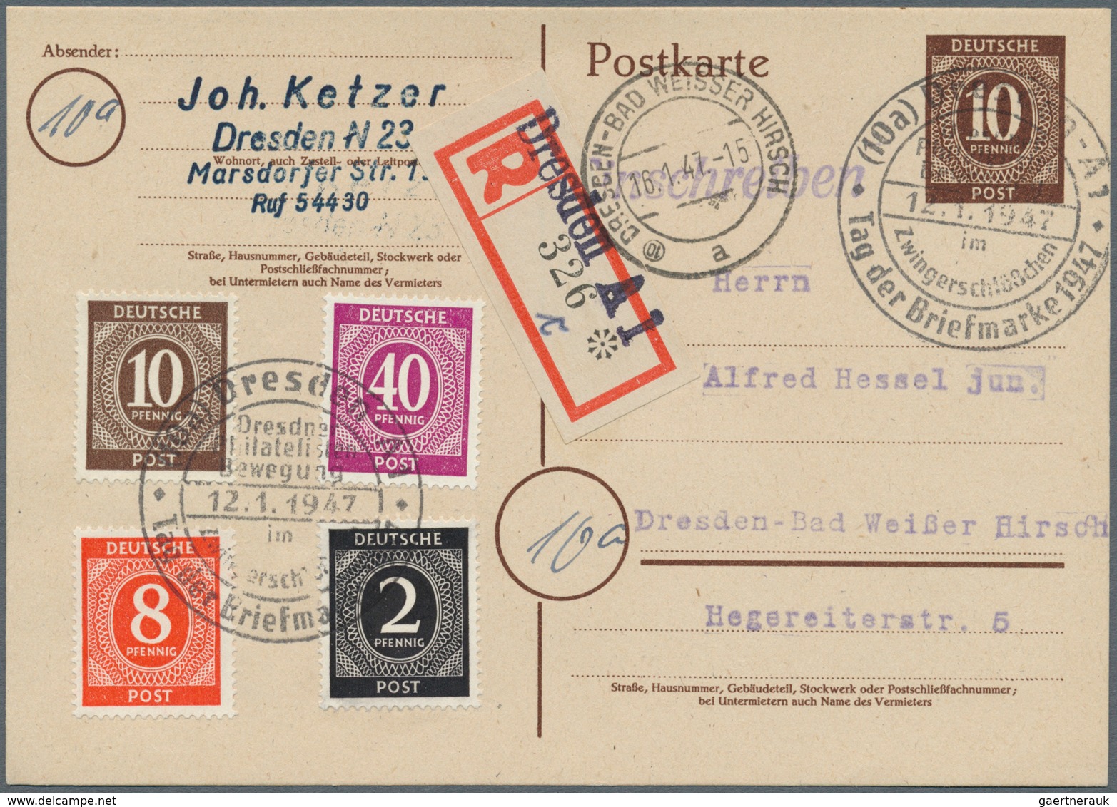Alliierte Besetzung - Gemeinschaftsausgaben: Ab 1946. Spezialposten Mit Ca. 300 Postkarten 10 Pf Bra - Autres & Non Classés