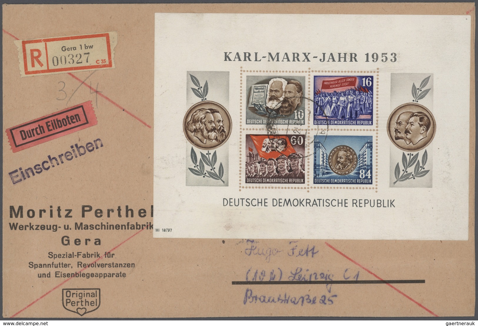 DDR: 1945-1990, Partie mit tausenden Briefen und Belegen, neben viel einfachem Material auch Einschr