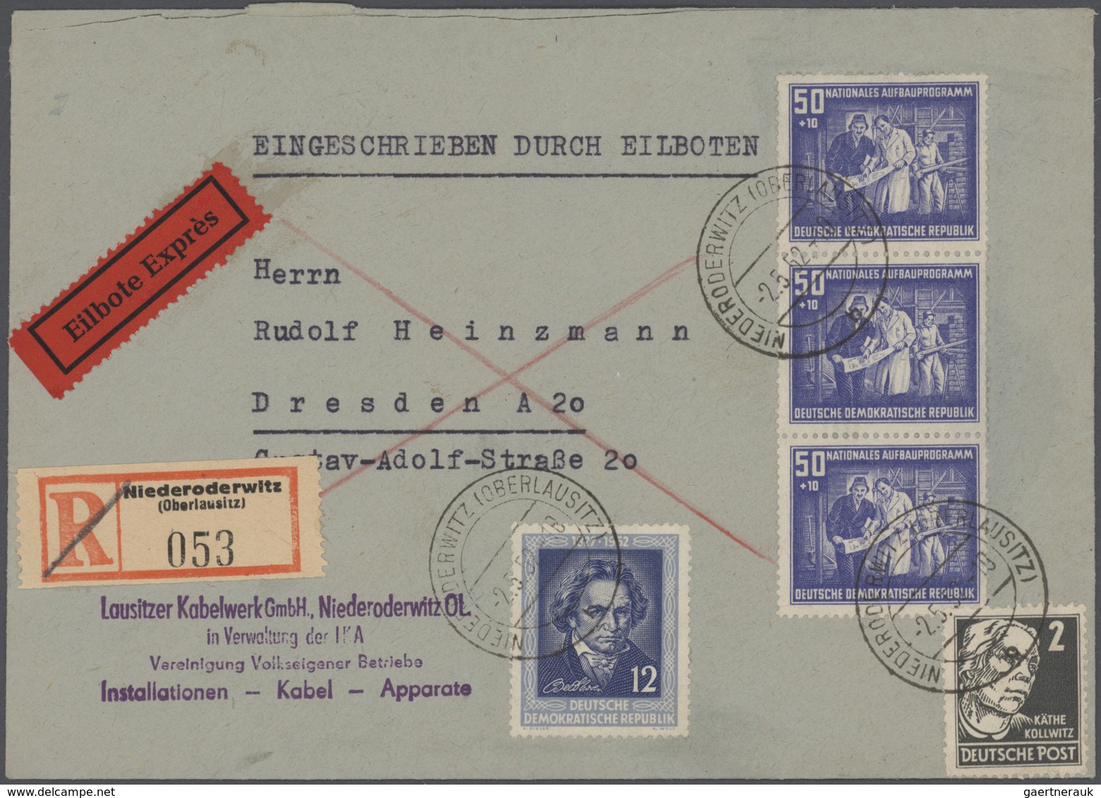 DDR: 1945-1990, Partie mit tausenden Briefen und Belegen, neben viel einfachem Material auch Einschr