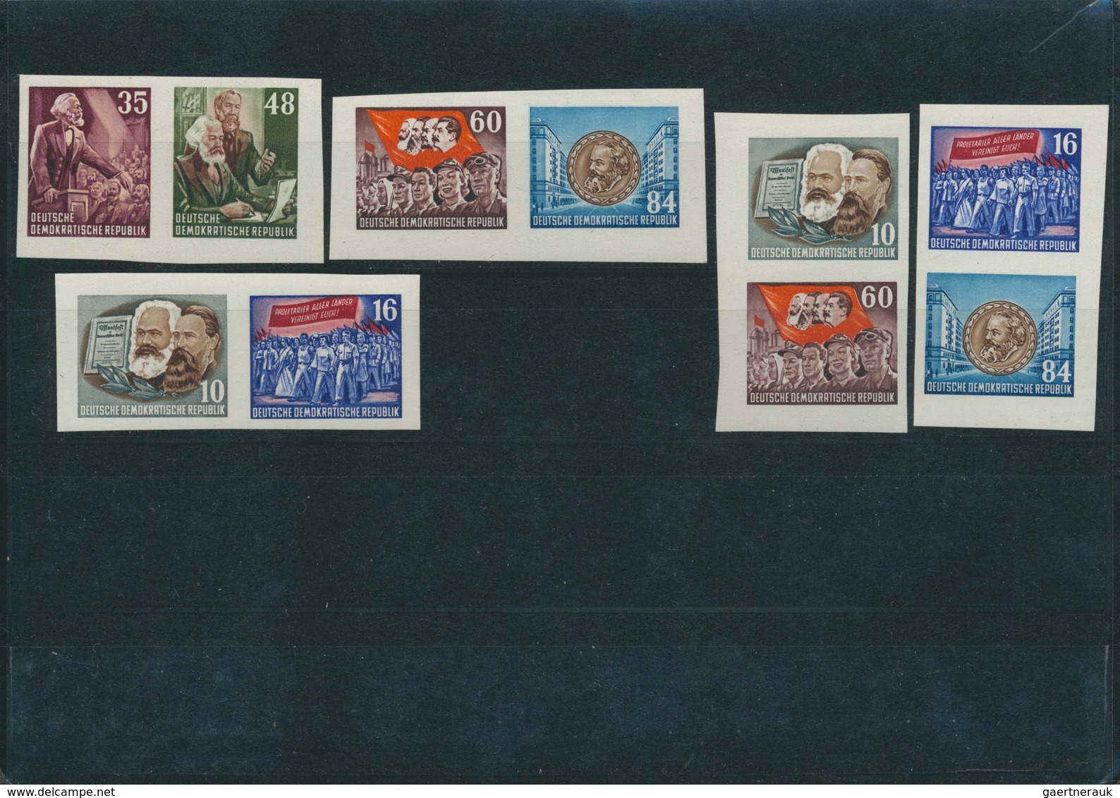 DDR: 1953, Marx-Blocks, Komplette Garnitur Aller 26 Möglichen Zusammendrucke Daraus, Postfrisch. - Collections