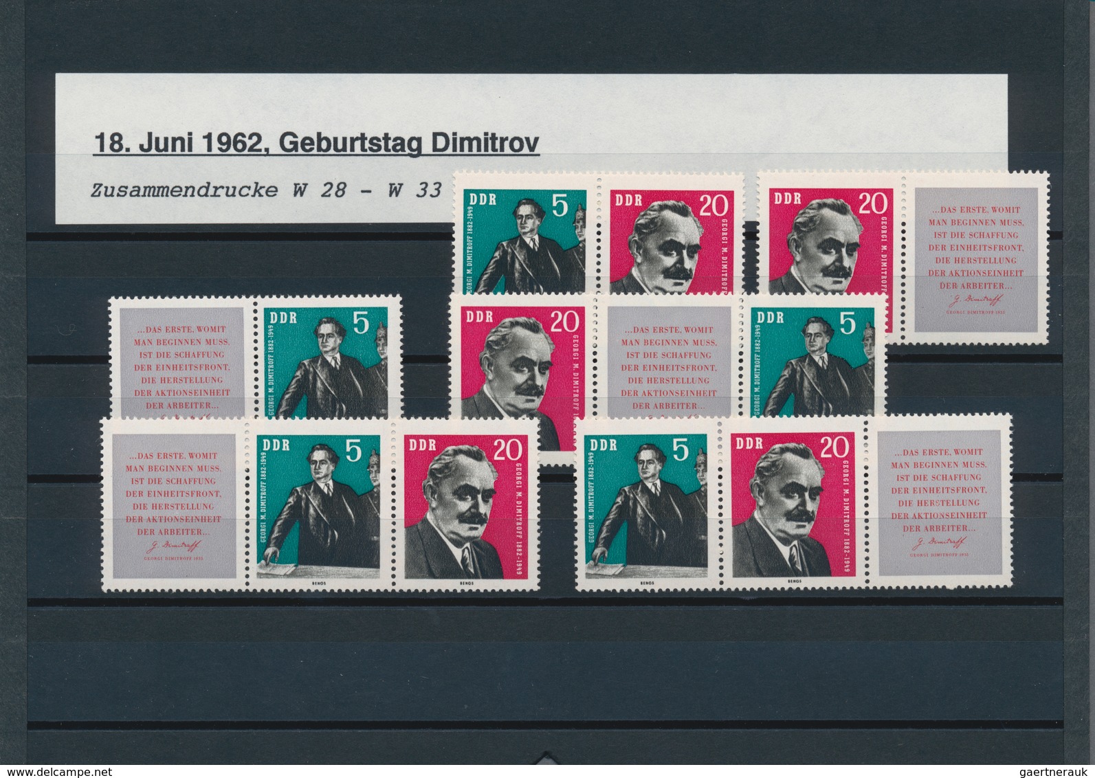 DDR - Zusammendrucke: 1951/79, Lagerbestand Zusammendrucke Postfrisch Und Gestempelt Auf C5-Steckkar - Se-Tenant