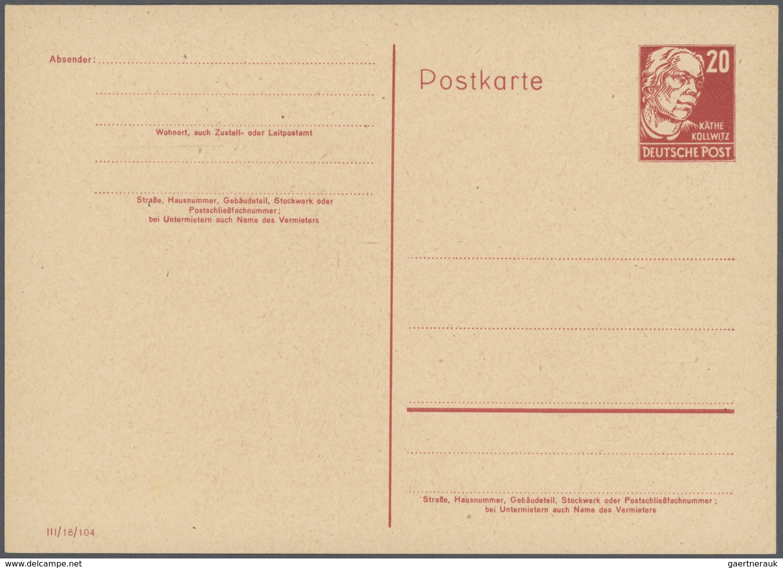 DDR - Ganzsachen: 1948/1961. Sammlung Von 18 Postkarten, überwiegend Ungebraucht. Dabei Bessere Und - Sonstige & Ohne Zuordnung