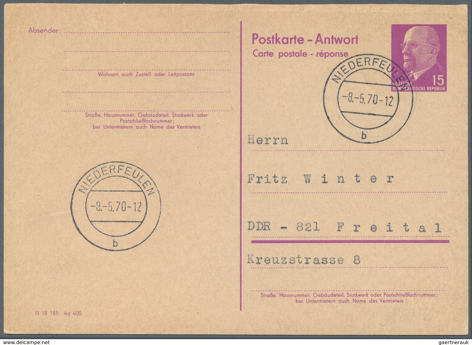 DDR - Ganzsachen: 1954/1981, Lot Von 29 Gebrauchten Ganzsachenkarten, Meist Frage/Antwort Incl. Bess - Other & Unclassified