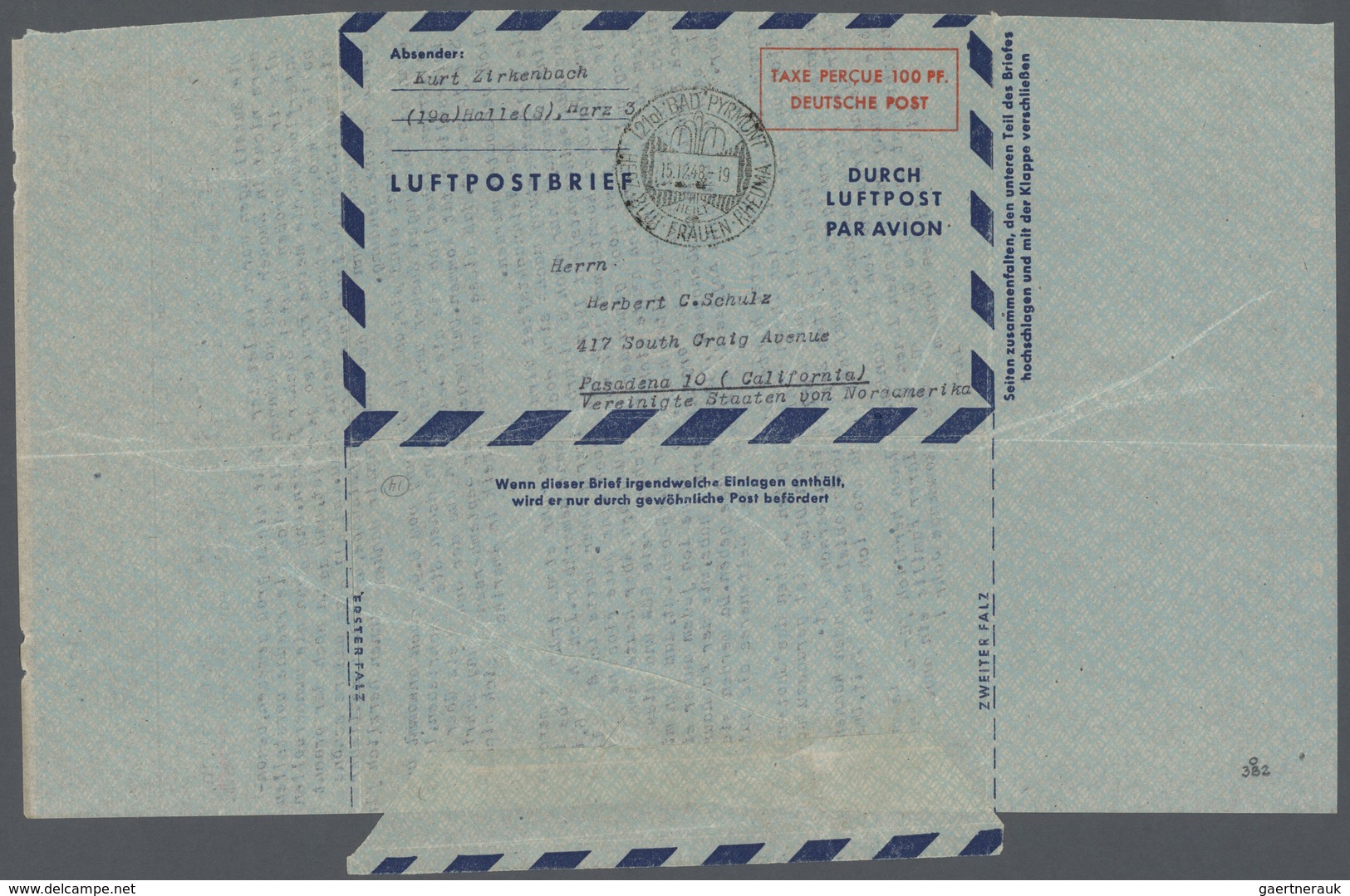 Bundesrepublik Und Berlin: Ab 1948. Spezialsammlung LUFTPOST-FALTBRIEFE Berlin/Bizone/Bund. Extrem D - Collections