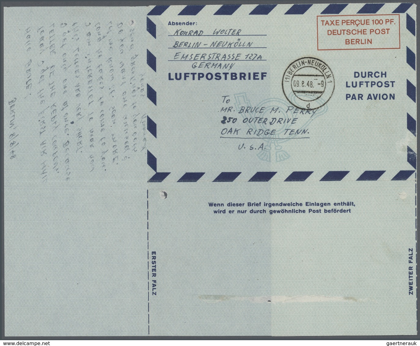 Bundesrepublik und Berlin: Ab 1948. Spezialsammlung LUFTPOST-FALTBRIEFE Berlin/Bizone/Bund. Extrem d