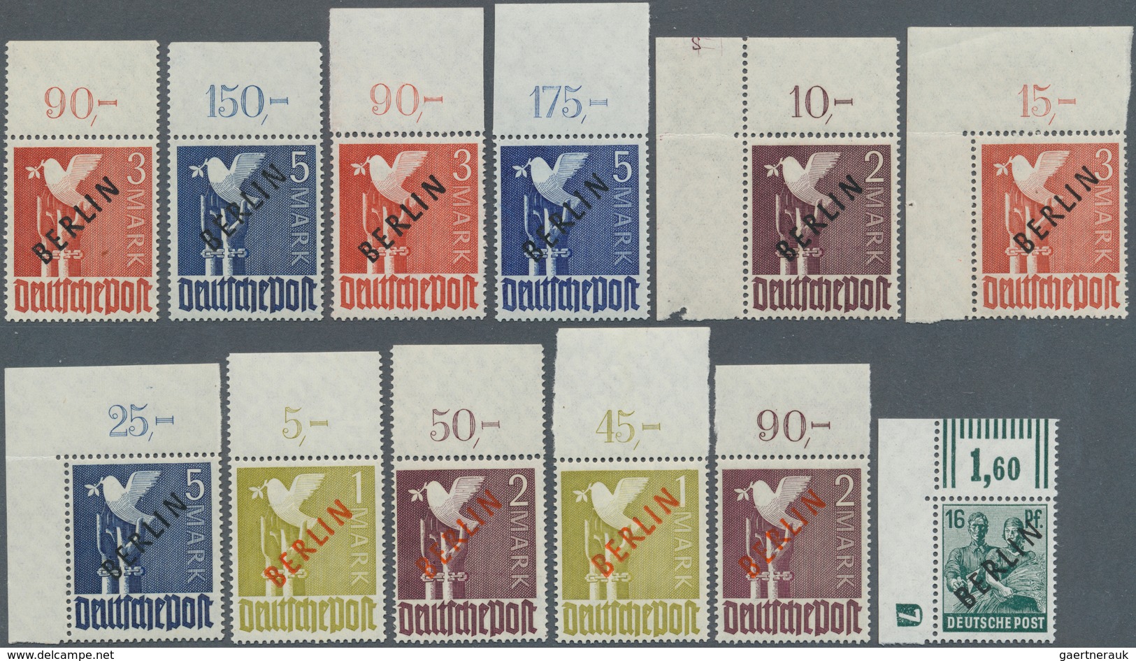 Berlin: 1948/1962, Umfangreiche Luxussammlung Von Rand-oder Eckrandmarken, Dabei U.a. Randsatz Schwa - Used Stamps