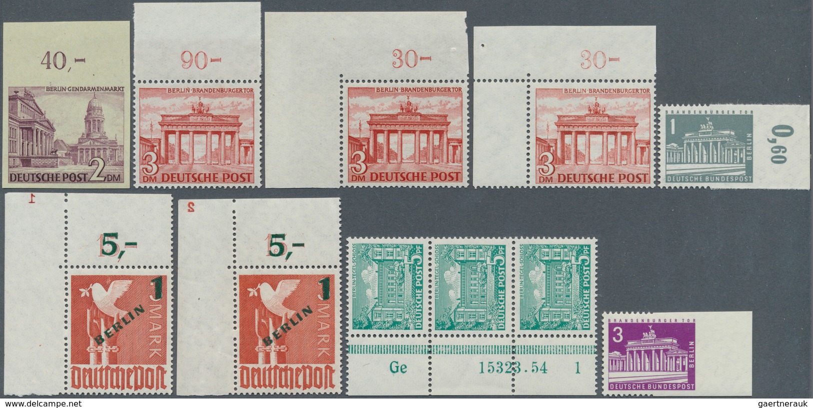 Berlin: 1948/1962, Umfangreiche Luxussammlung Von Rand-oder Eckrandmarken, Dabei U.a. Randsatz Schwa - Used Stamps