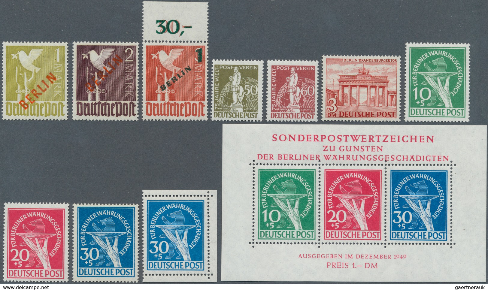 Berlin: 1948/1990 Nach Vordruck Komplette, Postfrische Sammlung, Bessere Aufdruckwerte Geprüft, Währ - Used Stamps