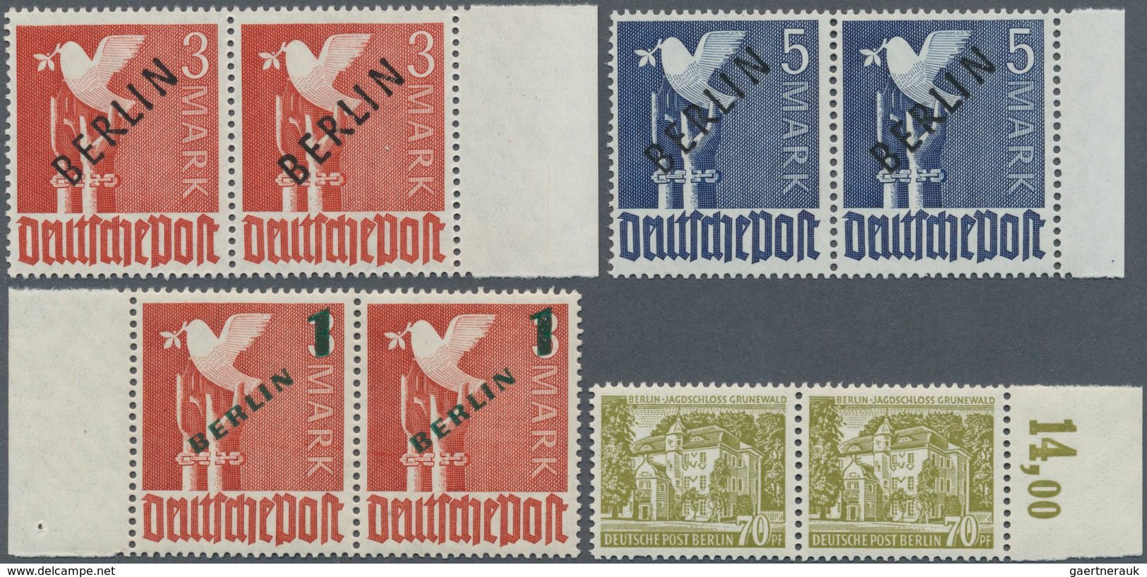 Berlin: 1948/1990, Postfrisch U. Gestempelte Sammlung Paare, Dabei Schwarzaufdruck Und Grünaufdruck - Used Stamps