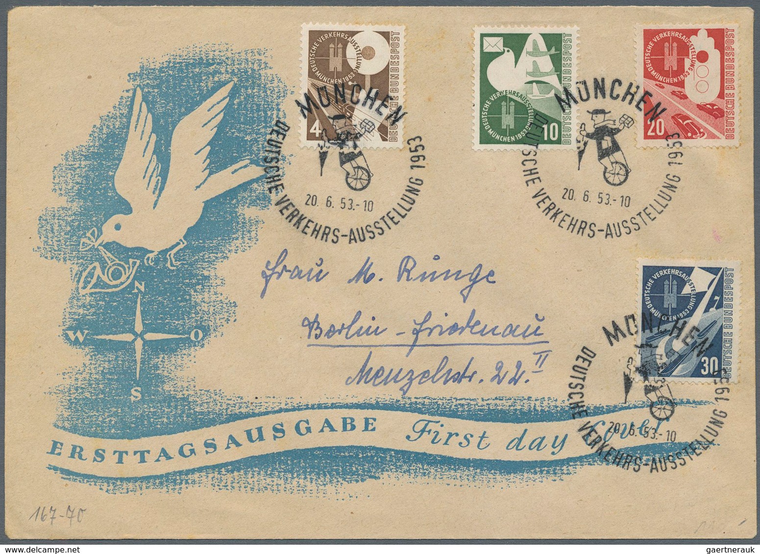 Berlin: 1949/56, Nette Partie Von 8 Belegen, Teils FDC, Darunter 113-15 FDC, 123/125/132 FDC, 116 FD - Used Stamps