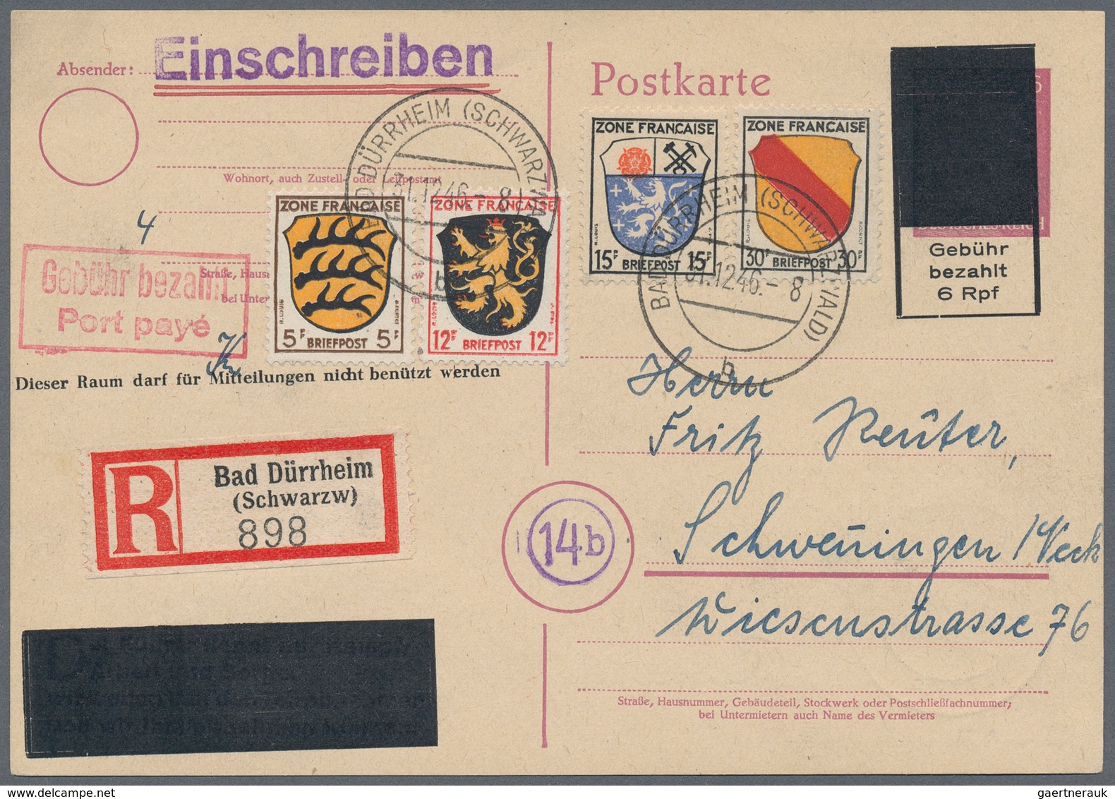 Französische Zone: 1945/1947, Interessante Sammlung Barfrankaturen Und Aufbrauchs-Ganzsachenkarten M - Sonstige & Ohne Zuordnung