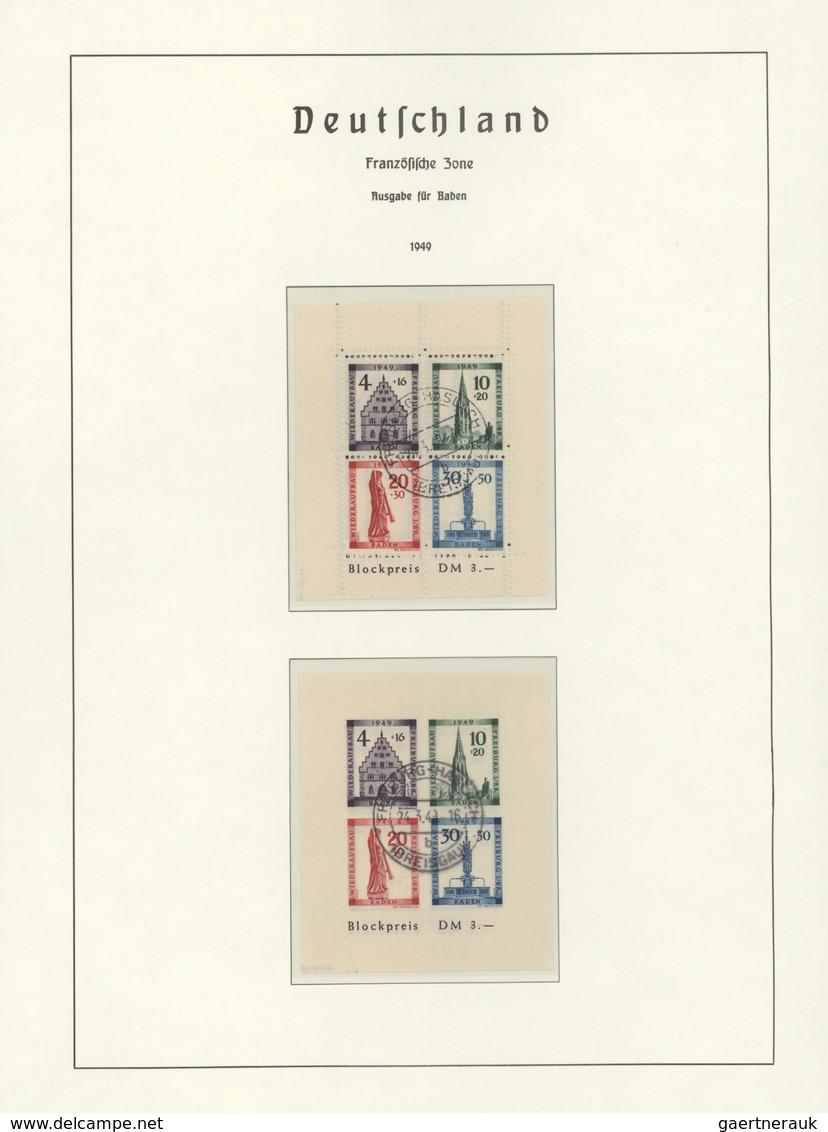 Französische Zone: 1946 - 1949, Komplette Sammlung Ohne Konstanz II Und Zwangszuschlagsmarken, Saube - Sonstige & Ohne Zuordnung