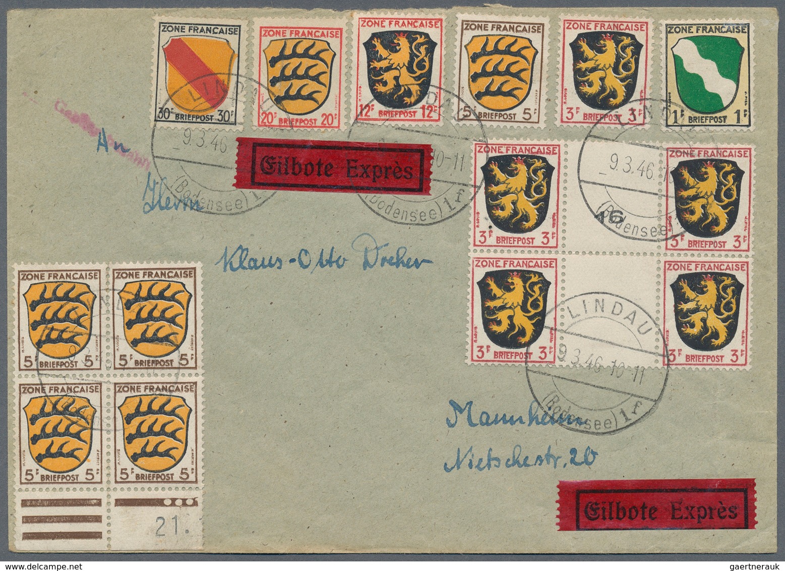 Französische Zone - Allgemeine Ausgabe: 1945/1947, Hochwertige Sammlung Mit 19 Briefen Und Karten, D - Sonstige & Ohne Zuordnung