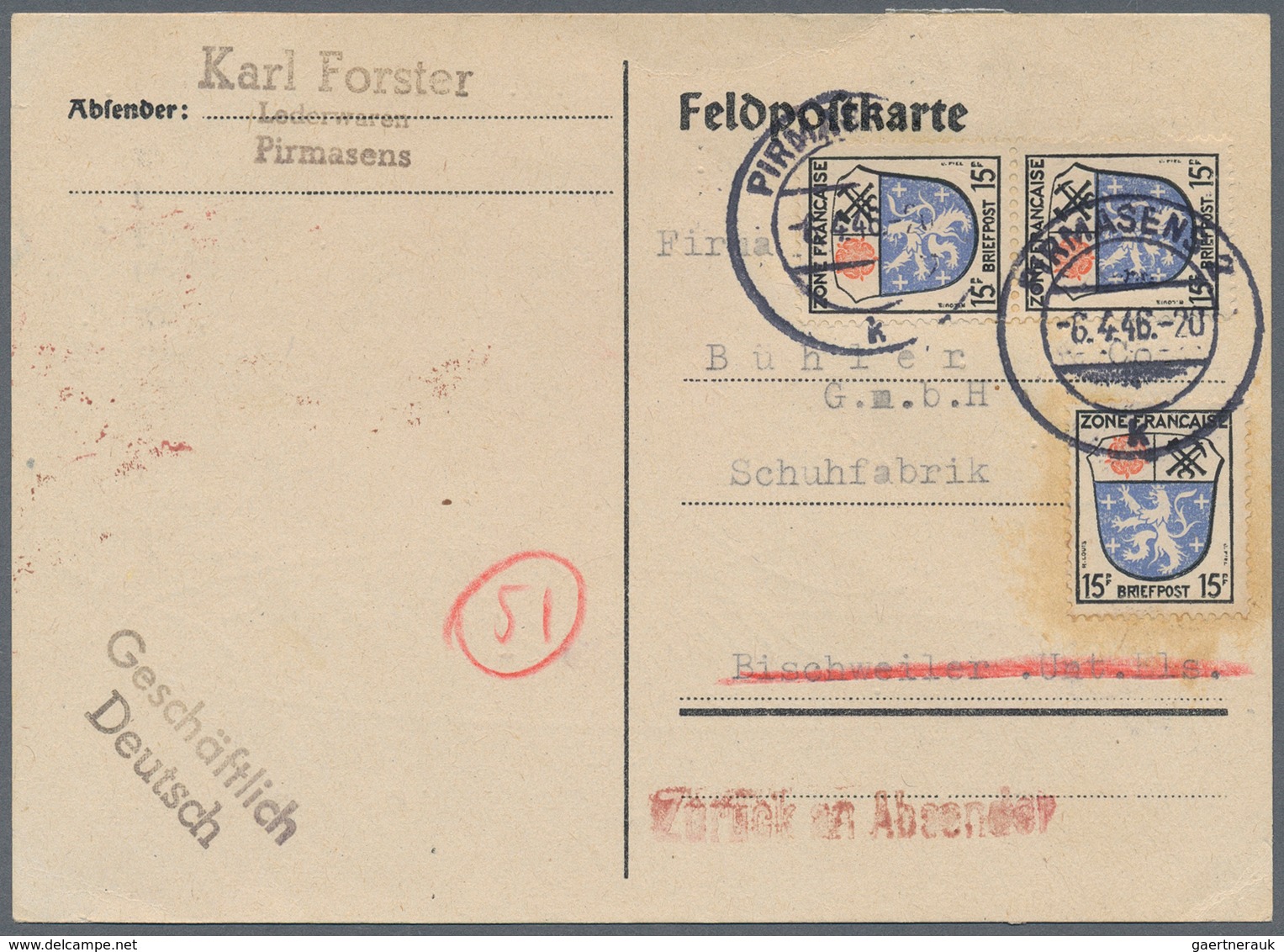 Französische Zone - Allgemeine Ausgabe: 1945/1947, hochwertige Sammlung mit 19 Briefen und Karten, d