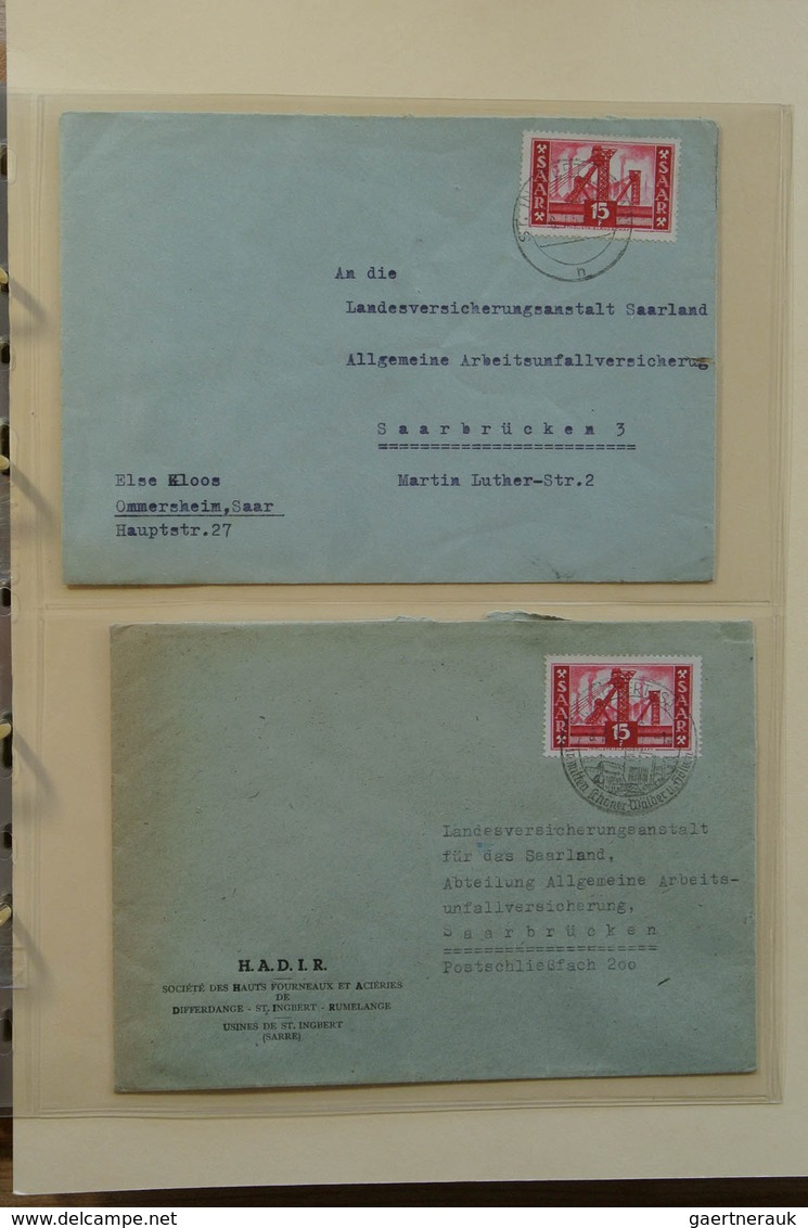 Saarland und OPD Saarbrücken: 1947-1959 Album with 54 covers, FDC's and cards of Saar 1947-1959, inc