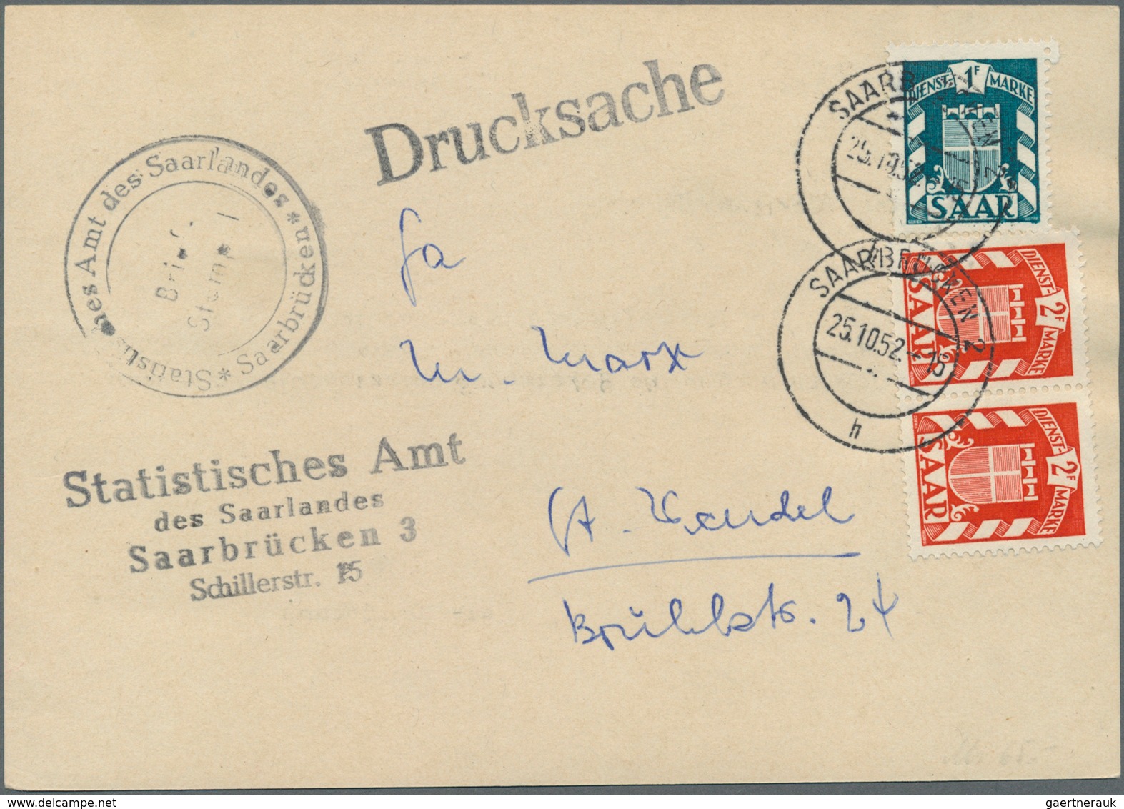 Saarland (1947/56) - Dienstmarken: 1950/1953, Lot Von 13 Dienstbriefen Mit Frankaturen Der Wappen-Au - Other & Unclassified