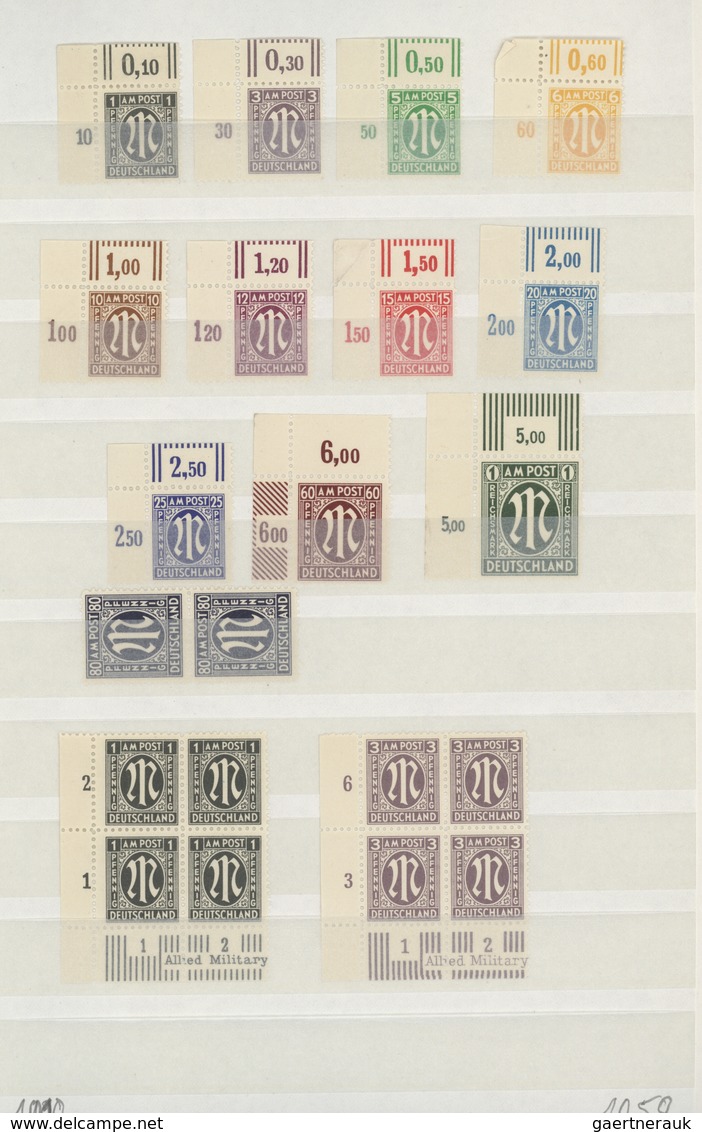Bizone: 1945/1946, AM-Post, Postfrische Sammlungspartie Mit Allen 3 Drucken Bis Zur 1 RM, Meist Eckr - Sonstige & Ohne Zuordnung
