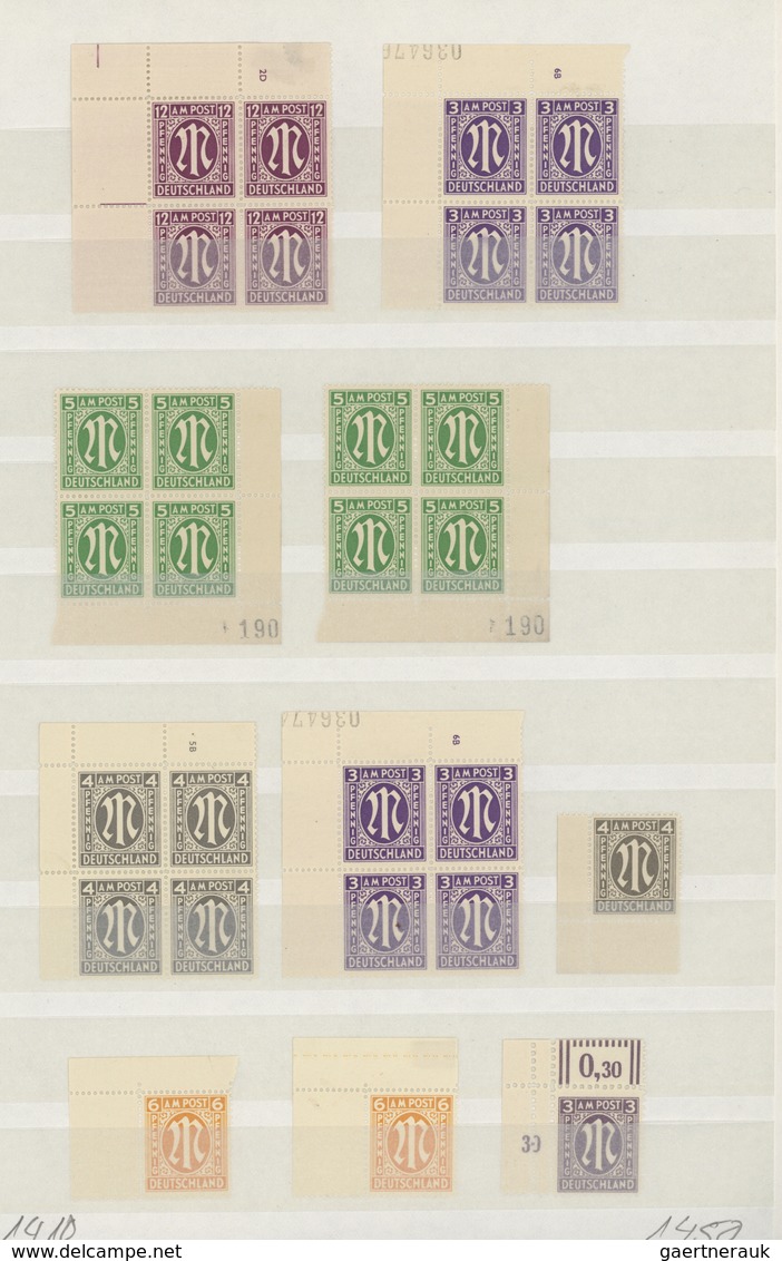 Bizone: 1945/1946, AM-Post, Postfrische Sammlungspartie Mit Allen 3 Drucken Bis Zur 1 RM, Meist Eckr - Other & Unclassified