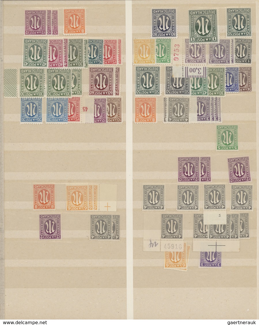 Bizone: 1945/1949, Meist Postfrische Bzw. Gestempelte Zusammenstellung Mit AM-Post, Band/Netz, Baute - Other & Unclassified