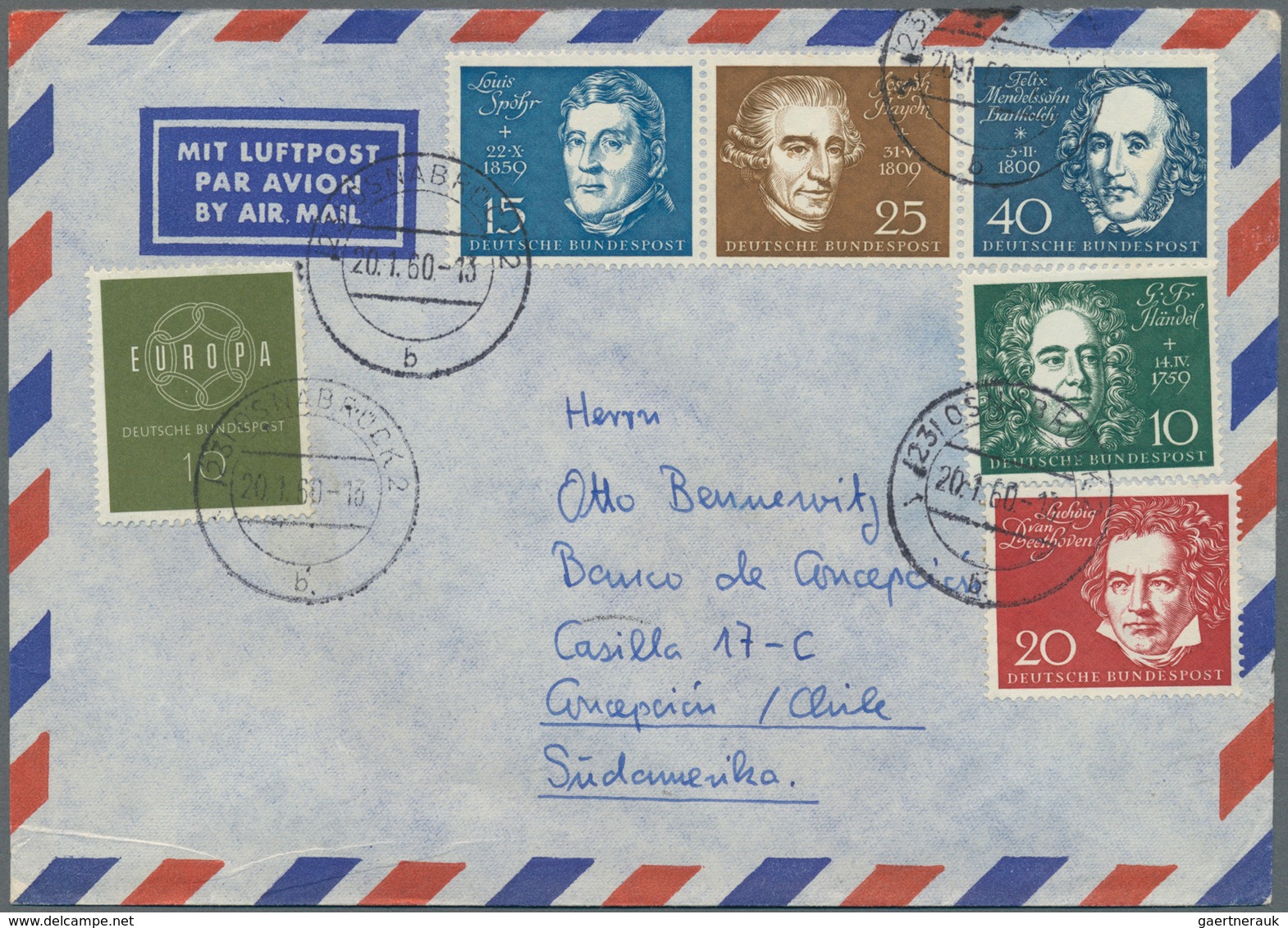 Bundesrepublik Deutschland: 1948/1968, vielseitige Partie von über 70 (meist Luftpost-) Briefen aus