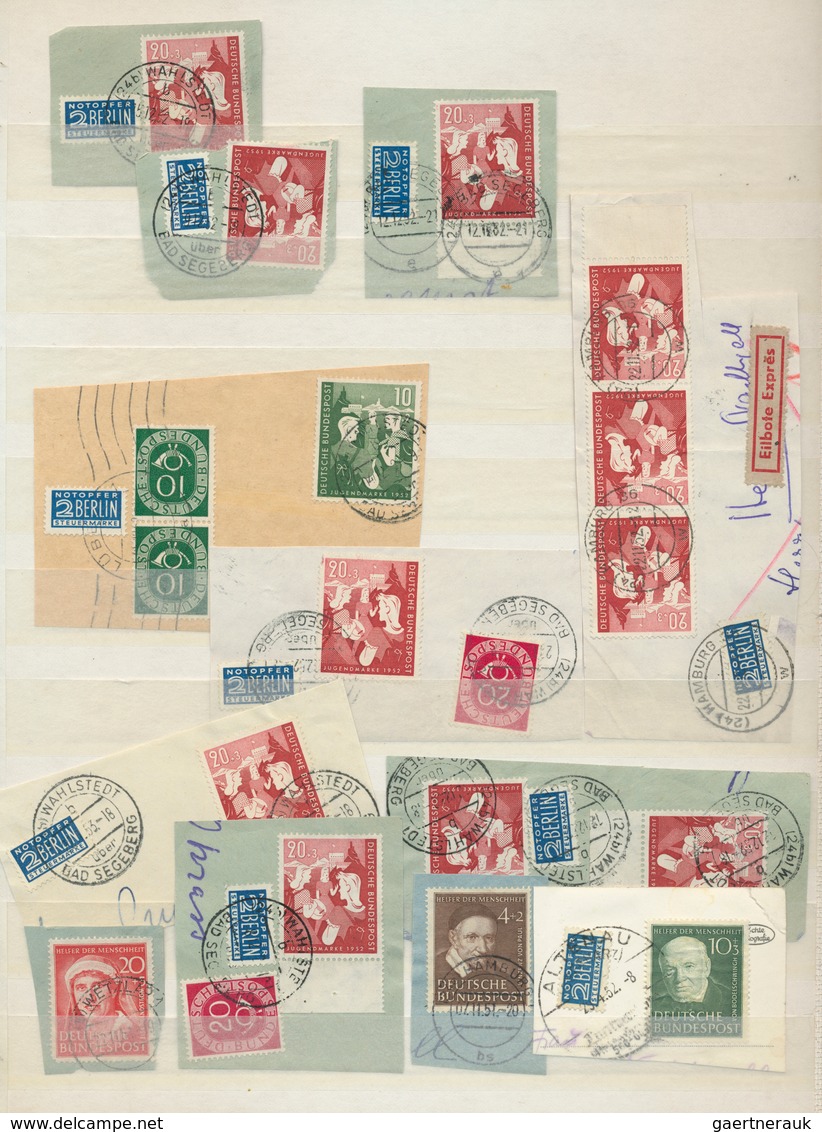 Bundesrepublik Deutschland: 1950/55 Ca., Posten Von Vielen Briefstücken Mit Sondermarken Der Frühen - Collections