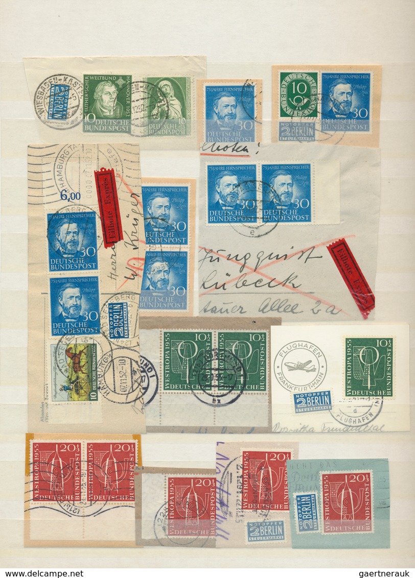 Bundesrepublik Deutschland: 1950/55 Ca., Posten Von Vielen Briefstücken Mit Sondermarken Der Frühen - Collections