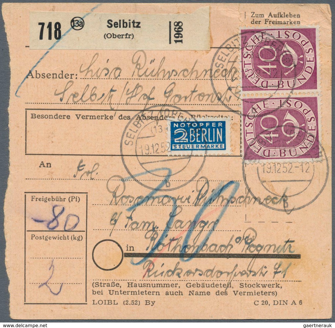 Bundesrepublik Deutschland: 1951, Posthorn, Umfangreiche Sammlung Von Ca 470 Belegen In 6 Alben, Dav - Sammlungen