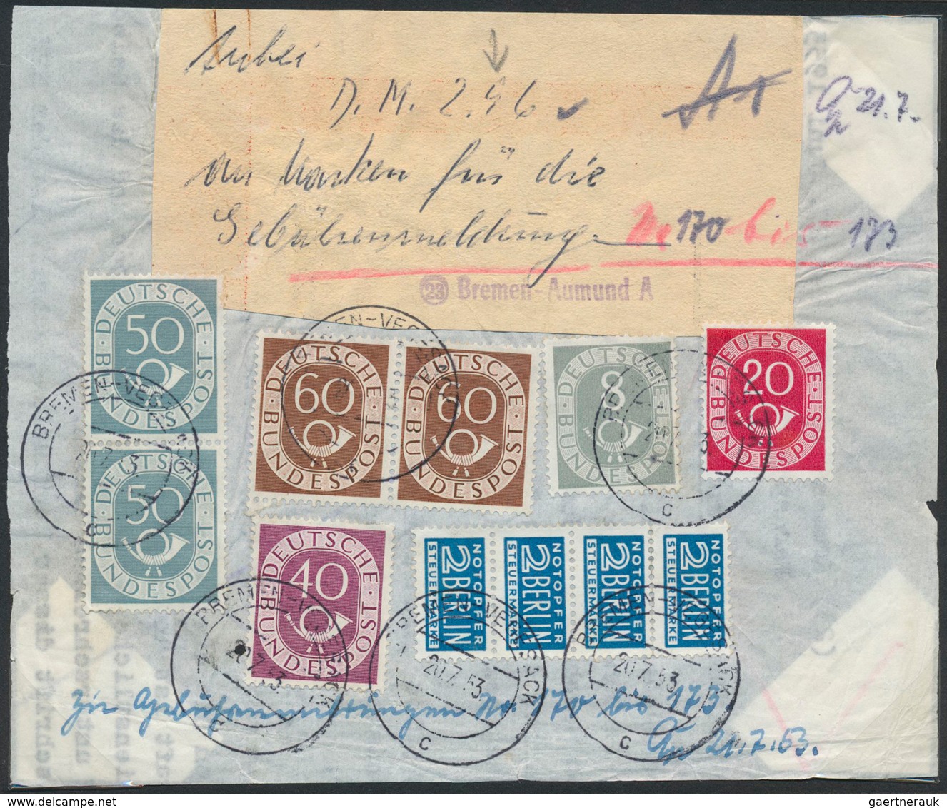 Bundesrepublik Deutschland: 1951, Posthorn, Umfangreiche Sammlung Von Ca 470 Belegen In 6 Alben, Dav - Sammlungen