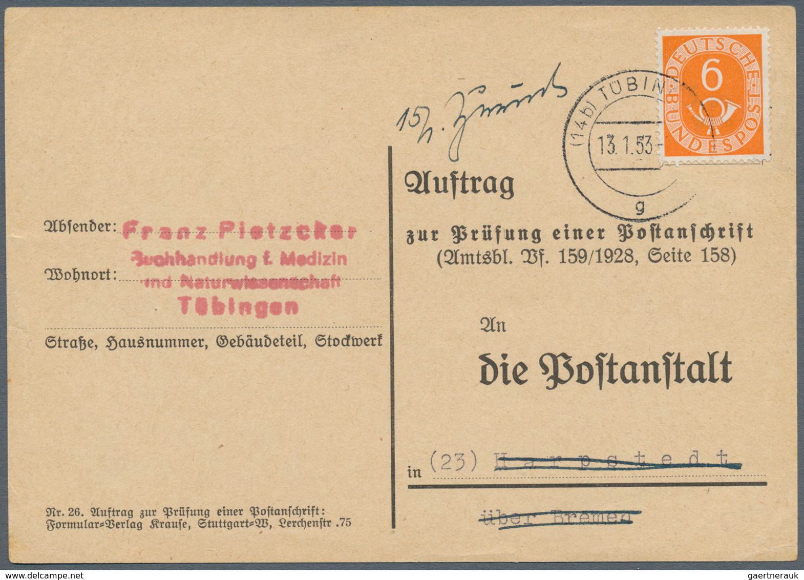 Bundesrepublik Deutschland: 1951, Posthorn, umfangreiche Sammlung von ca 470 Belegen in 6 Alben, dav
