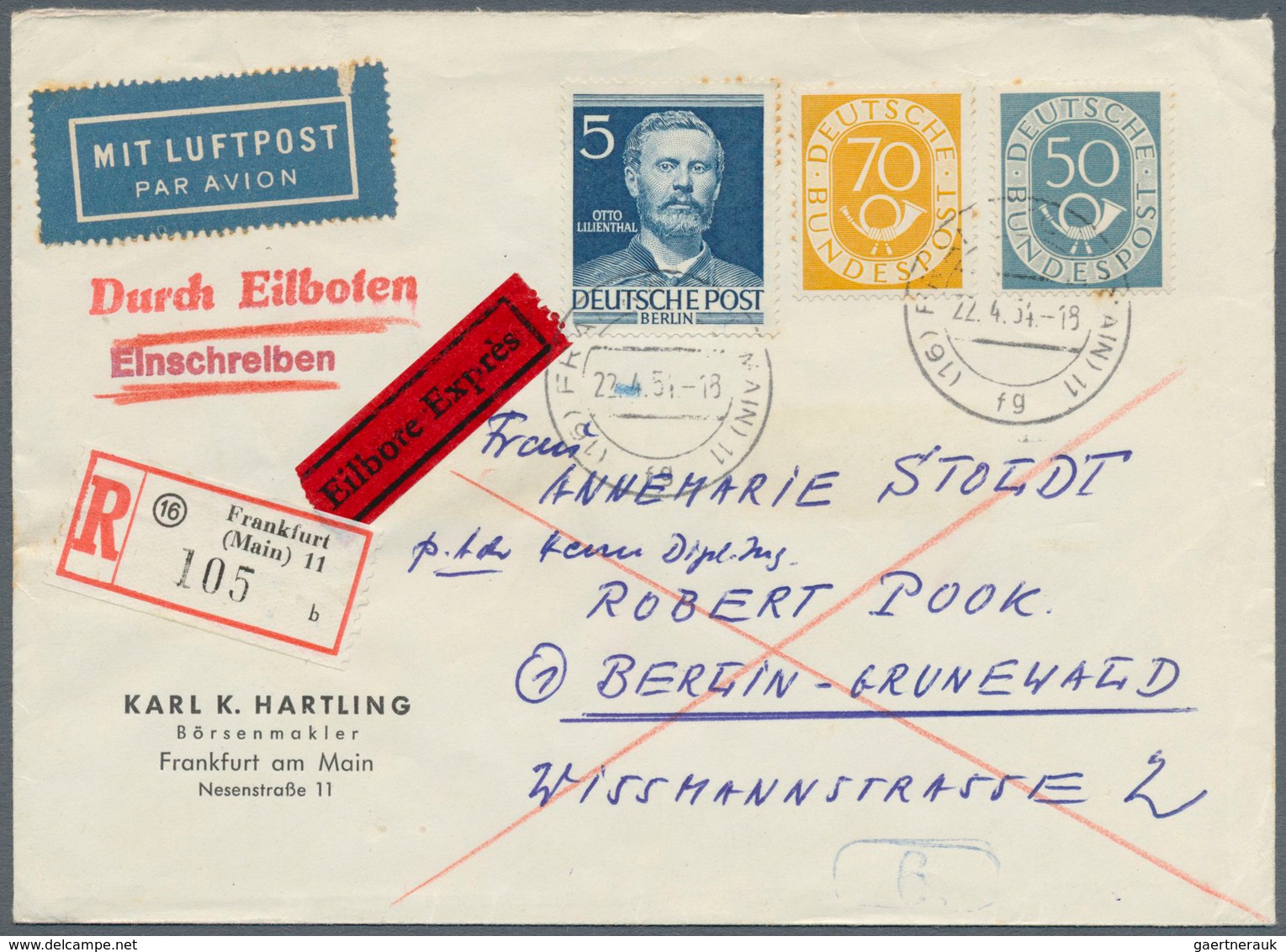Bundesrepublik Deutschland: 1951, Posthorn, umfangreiche Sammlung von ca 470 Belegen in 6 Alben, dav