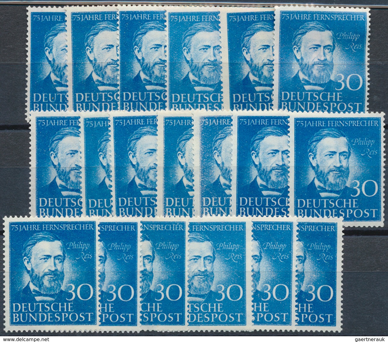 Bundesrepublik Deutschland: 1952, Reis Per 19mal Postfrisch. MiNr. 161, 1.045,- €. - Collections