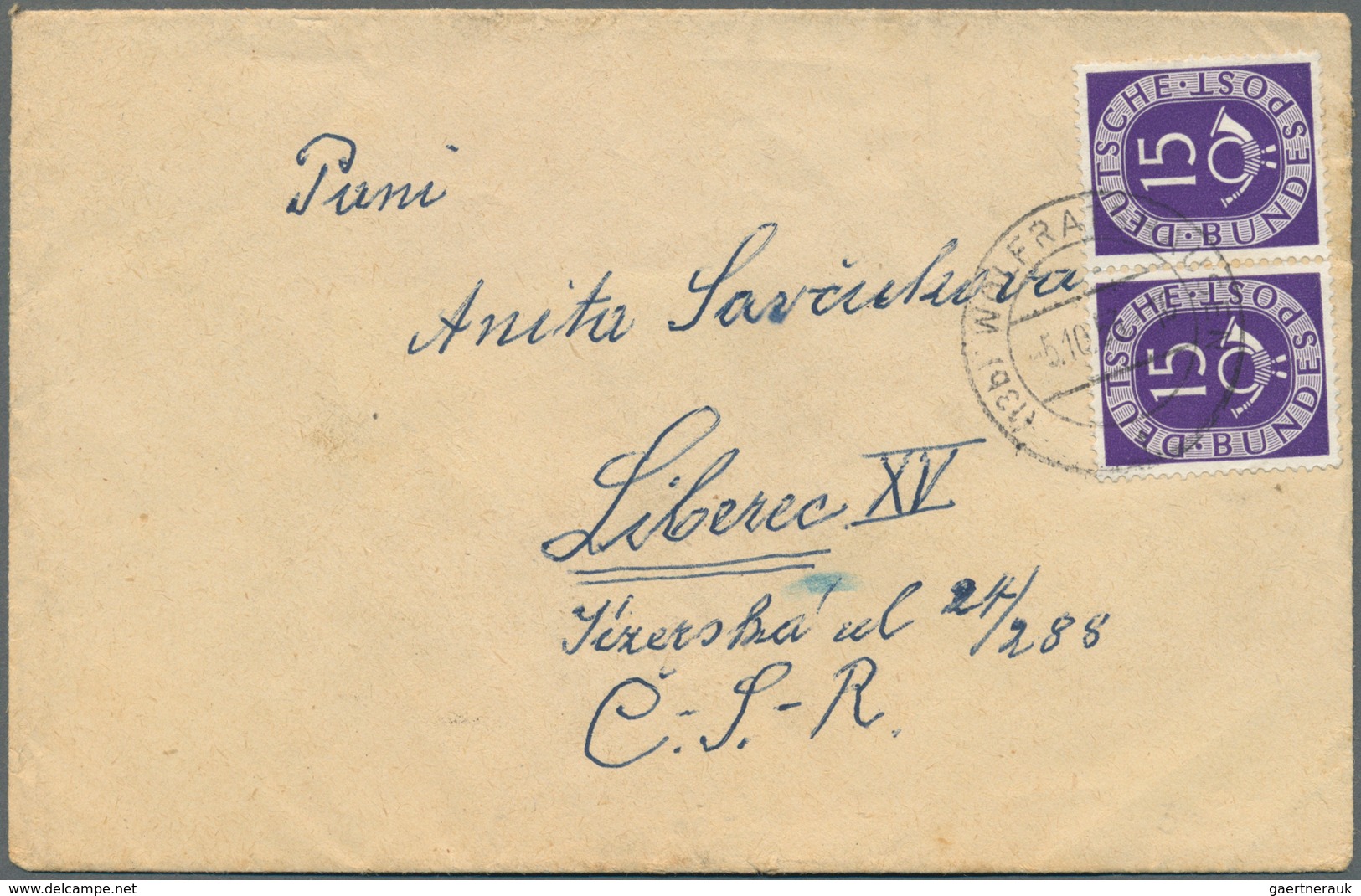 Bundesrepublik Deutschland: 1952/1954, Saubere Kleine Sammlung Von Portogerechten Briefen Und Karten - Collezioni