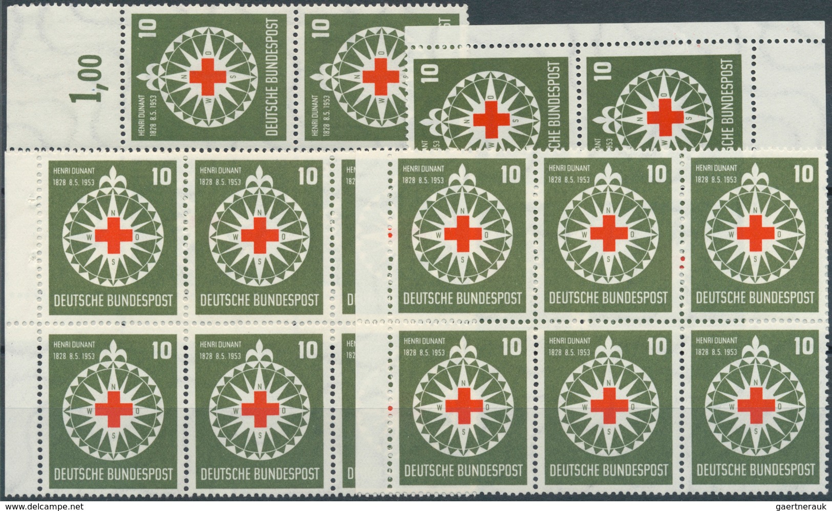Bundesrepublik Deutschland: 1953, Dunant Per 160mal Postfrisch. MiNr. 164, 3.520,- €. - Collections