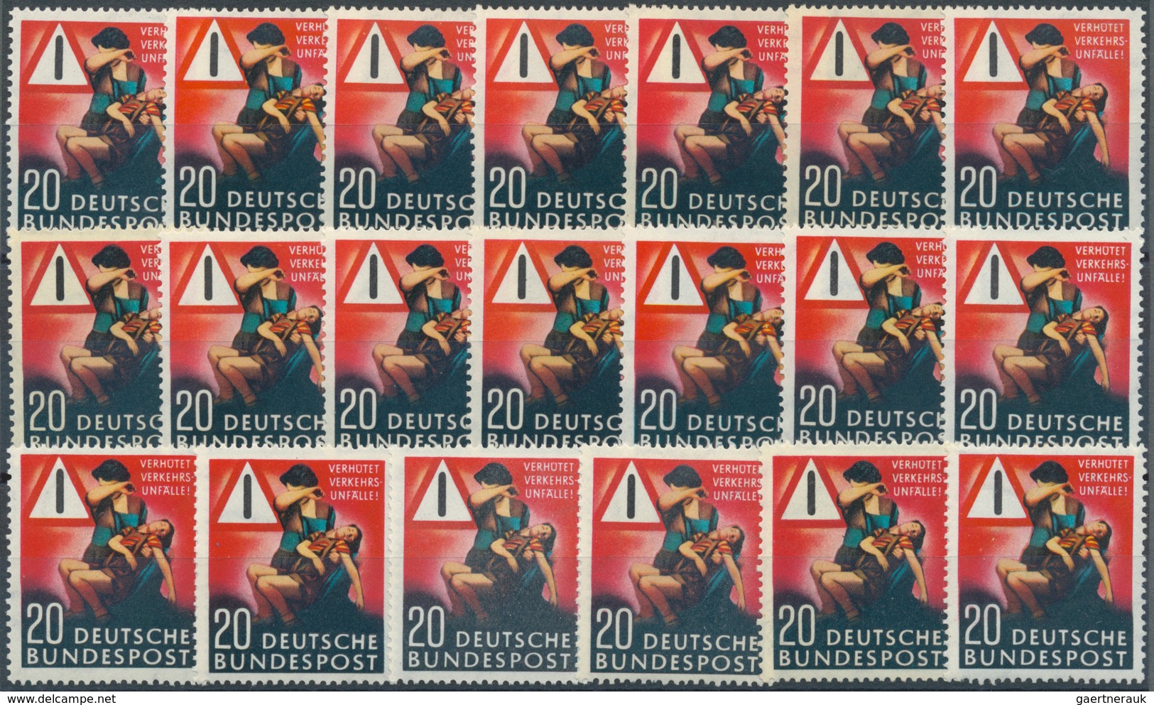Bundesrepublik Deutschland: 1953, Unfallverhütung Per 136mal Postfrisch. MiNr. 162, 2.448,- €. - Sammlungen