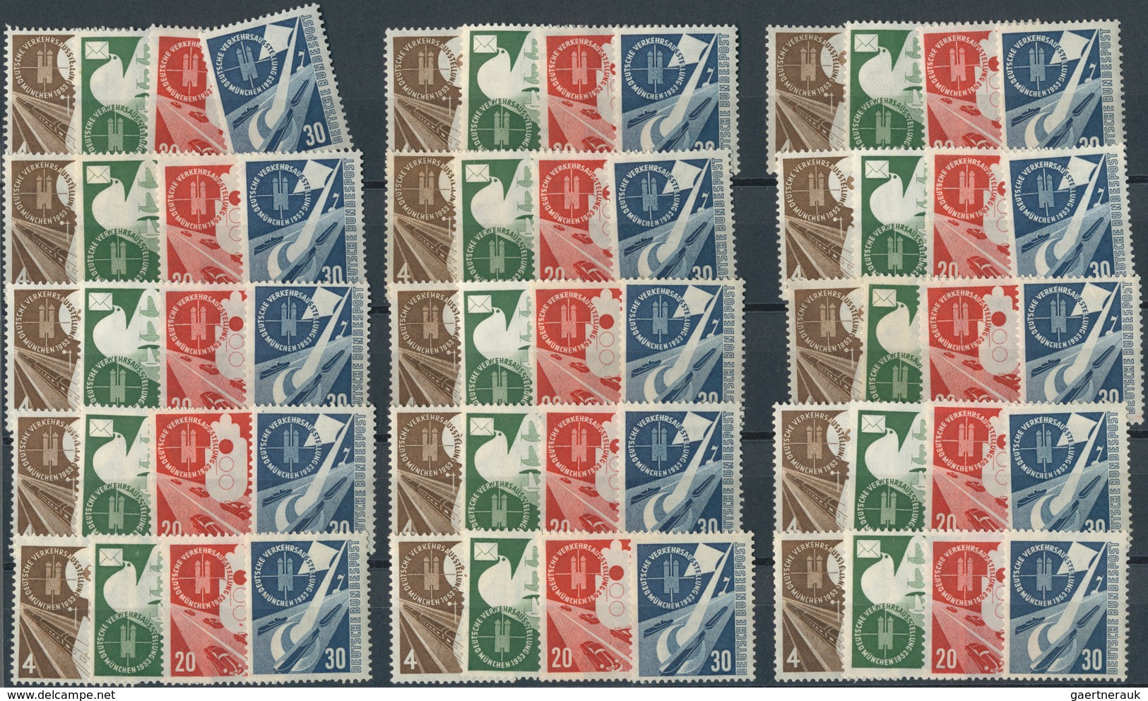 Bundesrepublik Deutschland: 1953, Verkehrsausstellung Per 15mal Postfrisch. MiNr. 167/70, 1.275,- €. - Collections