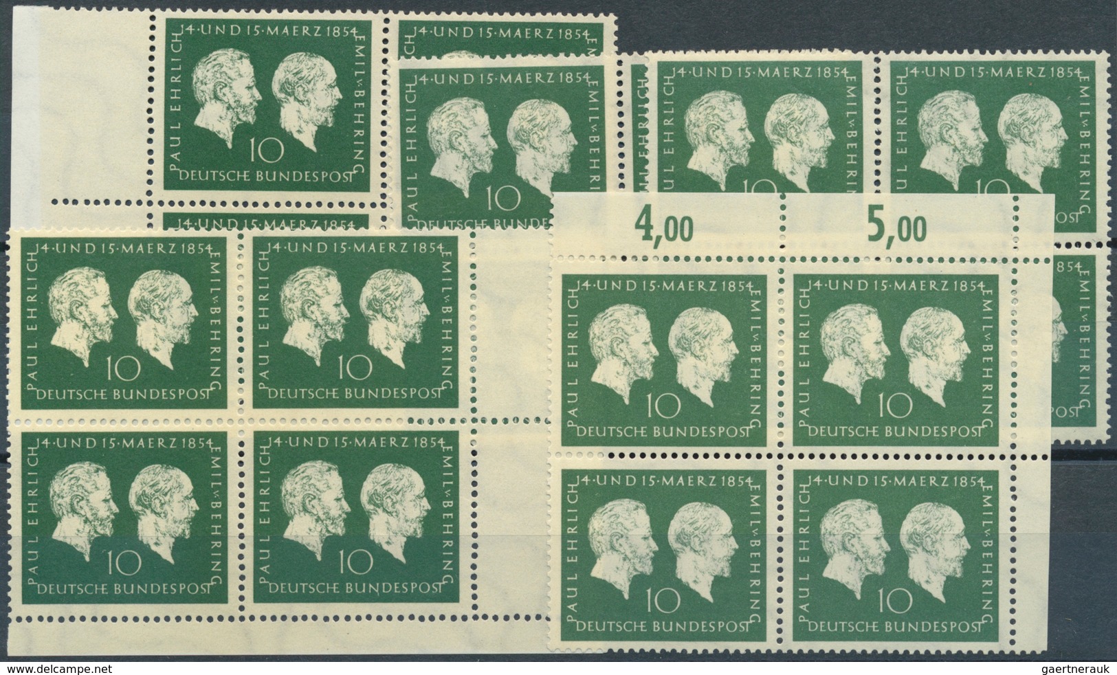 Bundesrepublik Deutschland: 1954, Ehrlich/Behring Per 240mal Postfrisch. MiNr. 197, 2.880,- €. - Sammlungen