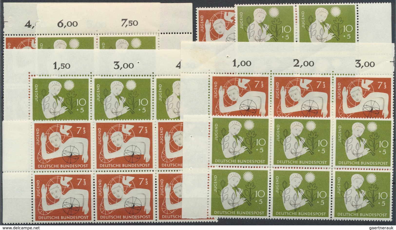 Bundesrepublik Deutschland: 1956, Jugend Per 200mal Postfrisch. MiNr. 232/33, 2.000,- €. - Collections