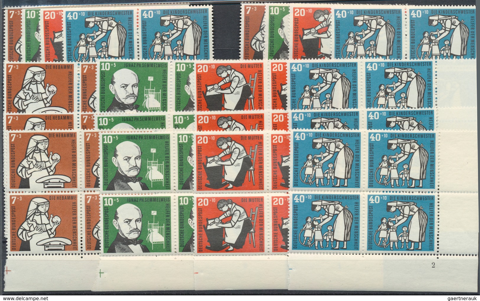 Bundesrepublik Deutschland: 1956, Wohlfahrt Per 180mal Postfrisch. MiNr. 243/46, 3.600,- €. - Collections